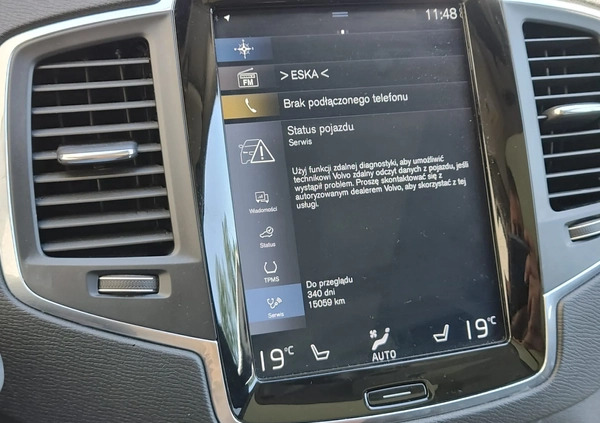 Volvo XC 90 cena 169900 przebieg: 80242, rok produkcji 2019 z Łódź małe 562